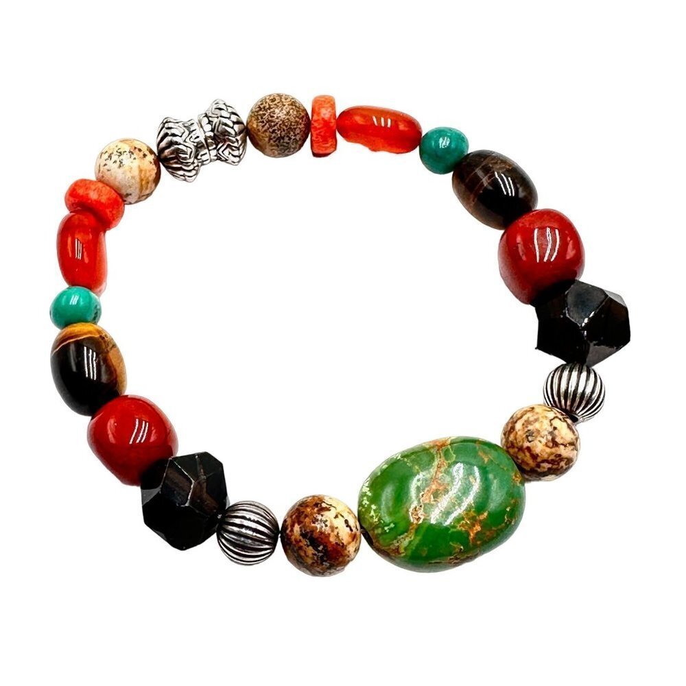 Carolyn Pollack Sterling Silver Multi Gemstone Magnetic Clasp Bracelet